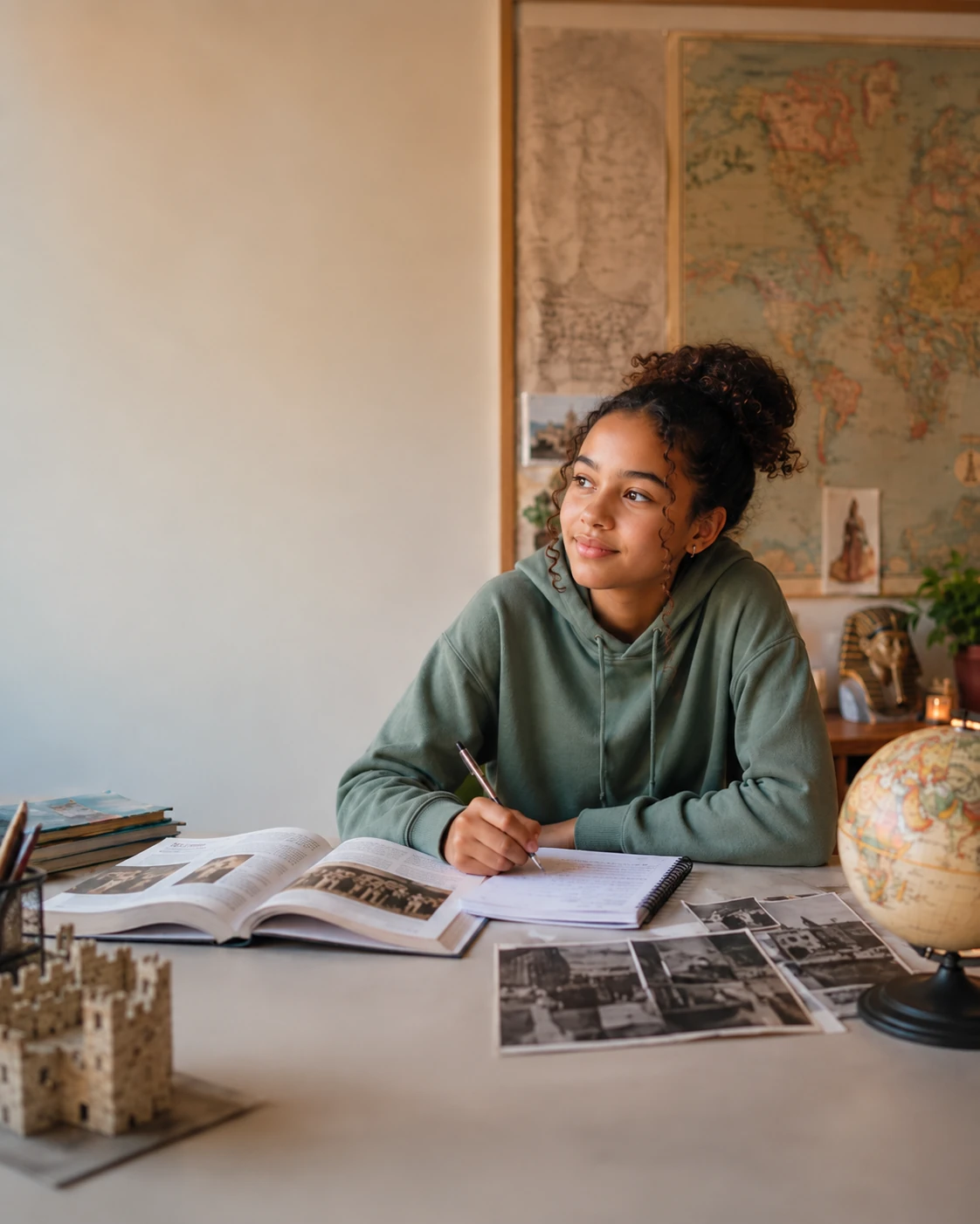 Student studying Key Stage 3 courses at home